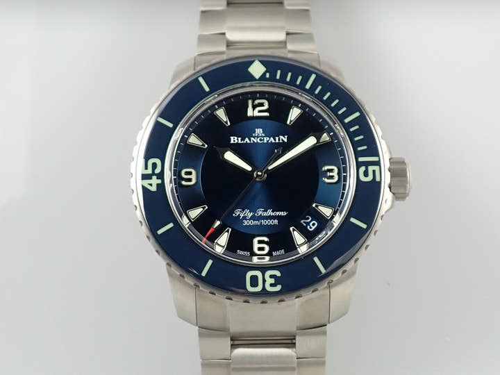 ブランパン フィフティファゾムス オートマティック Ref.5015-12B40-98 ブルー文字盤 極美品 Z9P0SM41