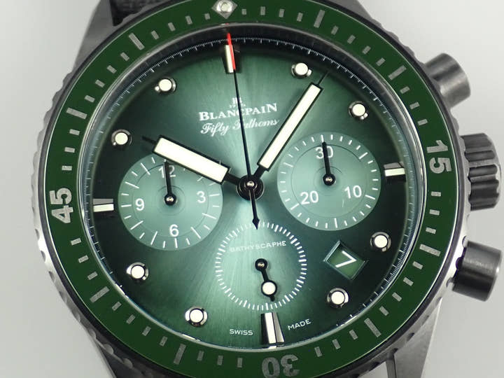 ブランパン フィフティ ファゾムス バチスカーフ フライバック クロノグラフ Ref.5200-0153-B52A グリーン文字盤 極美品 3S912P5U