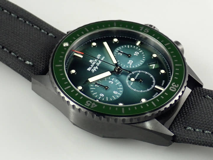 ブランパン フィフティ ファゾムス バチスカーフ フライバック クロノグラフ Ref.5200-0153-B52A グリーン文字盤 極美品 3S912P5U