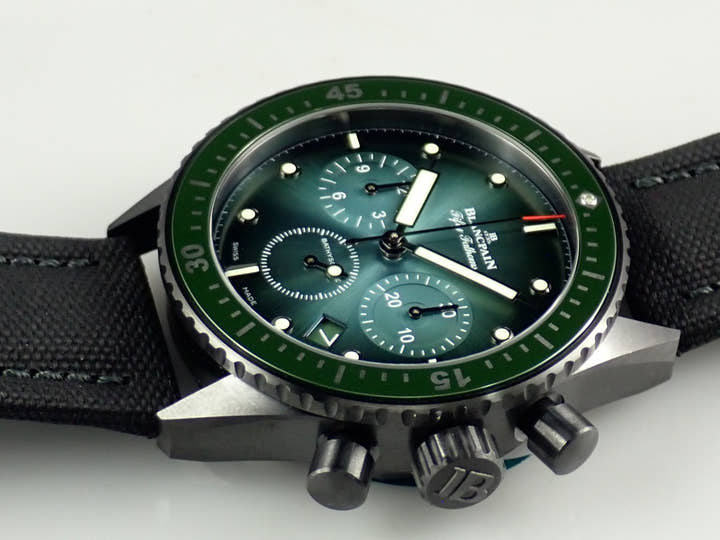ブランパン フィフティ ファゾムス バチスカーフ フライバック クロノグラフ Ref.5200-0153-B52A グリーン文字盤 極美品 3S912P5U