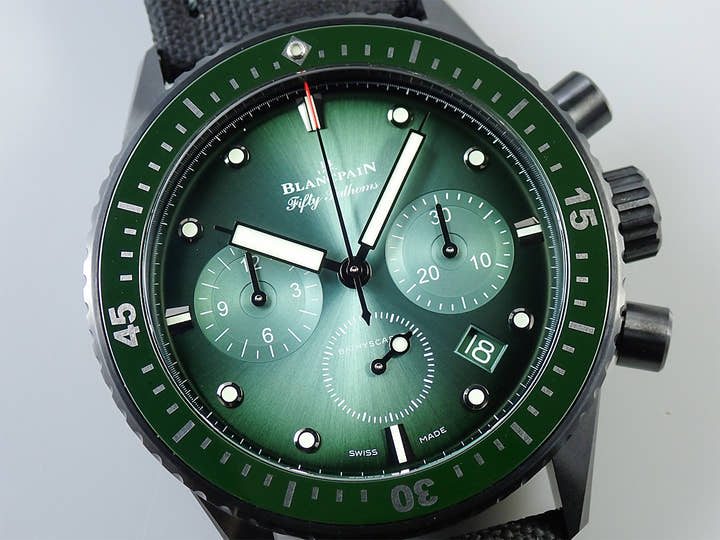 ブランパン フィフティ ファゾムス バチスカーフ Ref.5200-0153-B52A グリーン文字盤 極美品 1CHRYKZU