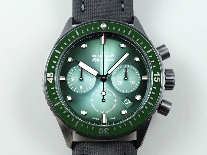 ブランパン フィフティ ファゾムス バチスカーフ フライバック クロノグラフ Ref.5200-0153-B52A グリーン文字盤 美品 UA78SLJ5