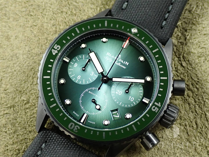 ブランパン フィフティ ファゾムス バチスカーフ フライバック クロノグラフ Ref.5200-0153-B52A グリーン文字盤 美品 UA78SLJ5
