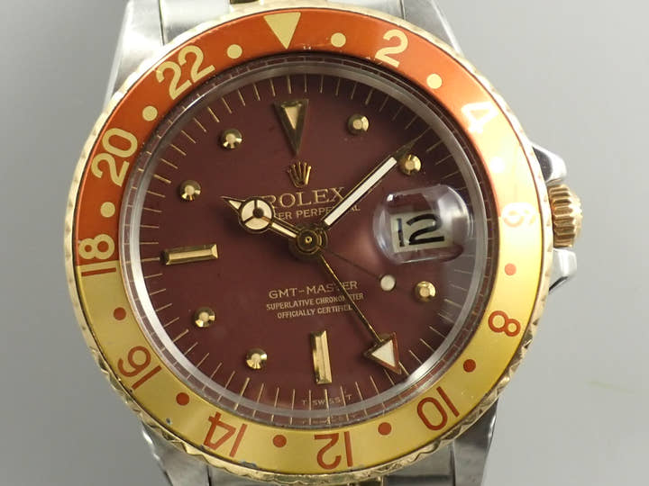 ロレックス GMTマスター Ref.1675/3 ステンレススチール/イエローゴールド ブラウン文字盤 ジュビリーブレスレット 中古 F903HRSZ