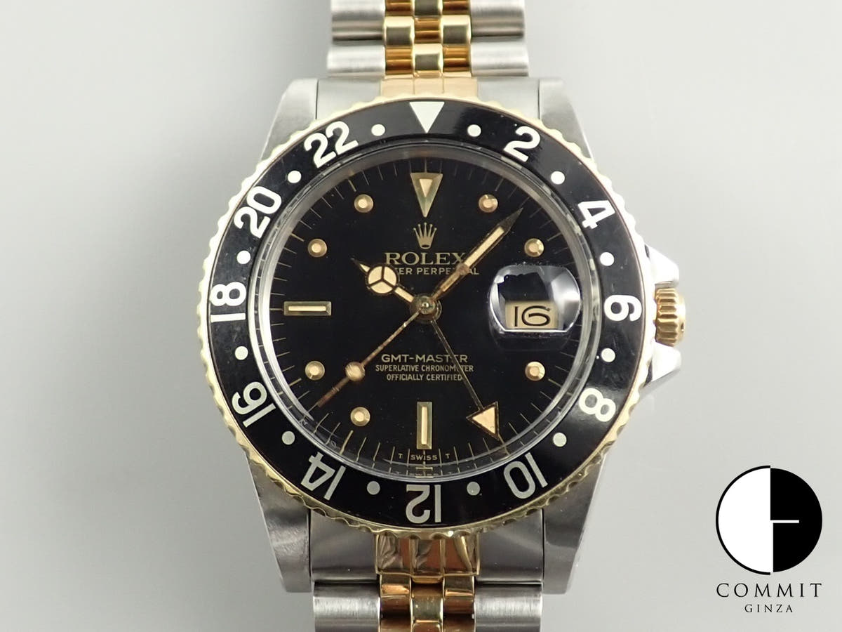ロレックス GMTマスター Ref.16753 ステンレススチール/イエローゴールド ブラック文字盤 ジュビリーブレスレット 中古 8A9811HU