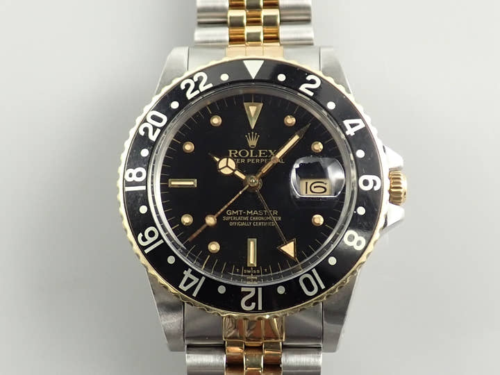 ロレックス GMTマスター Ref.16753 ステンレススチール/イエローゴールド ブラック文字盤 ジュビリーブレスレット 中古 8A9811HU