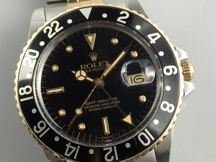 ロレックス GMTマスター Ref.16753 ステンレススチール/イエローゴールド ブラック文字盤 ジュビリーブレスレット 中古 8A9811HU