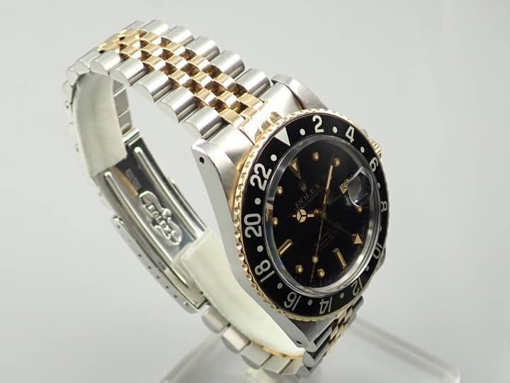 ロレックス GMTマスター Ref.16753 ステンレススチール/イエローゴールド ブラック文字盤 ジュビリーブレスレット 中古 8A9811HU