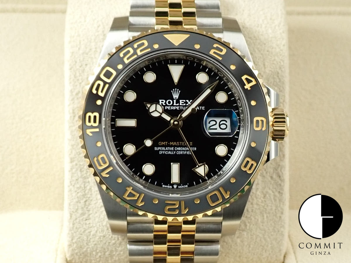 Rolex GMT-Master II Ref. 126713GRNR Stainless Steel/Yellow Gold Black Dial Jubilee Bracelet