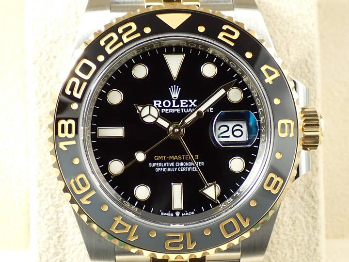 Rolex GMT-Master II Ref. 126713GRNR Stainless Steel/Yellow Gold Black Dial Jubilee Bracelet