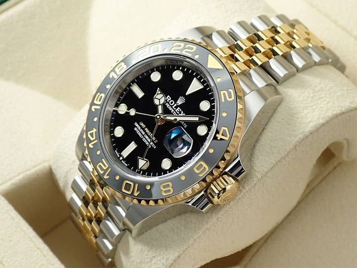 Rolex GMT-Master II Ref. 126713GRNR Stainless Steel/Yellow Gold Black Dial Jubilee Bracelet