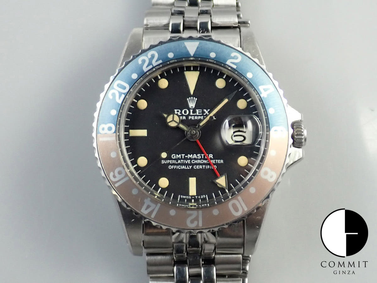 ロレックス GMTマスター Ref.1675 ステンレススチール ブラック文字盤 ジュビリーブレスレット 中古 PZJJC549