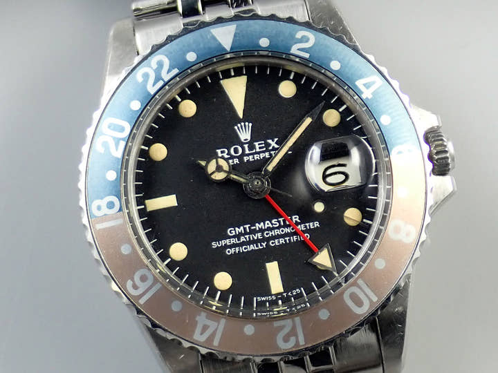 ロレックス GMTマスター Ref.1675 ステンレススチール ブラック文字盤 ジュビリーブレスレット 中古 PZJJC549