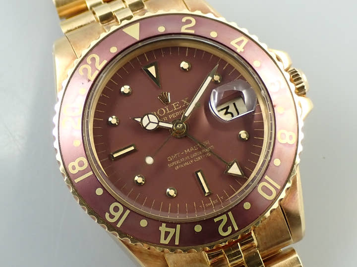 ロレックス GMTマスター Ref.1675/8 イエローゴールド ブラウン文字盤 ジュビリーブレスレット 中古 384M2331