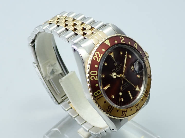 ロレックス GMTマスター Ref.16753 ステンレススチール/イエローゴールド ブラウン文字盤 ジュビリーブレスレット 中古 F4398403