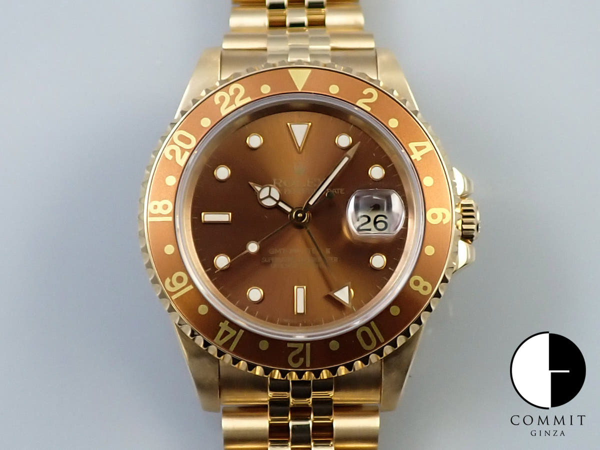 ロレックス GMTマスターII Ref.16718 イエローゴールド ブラウン文字盤 ジュビリーブレスレット 美品 6ULZYYUA