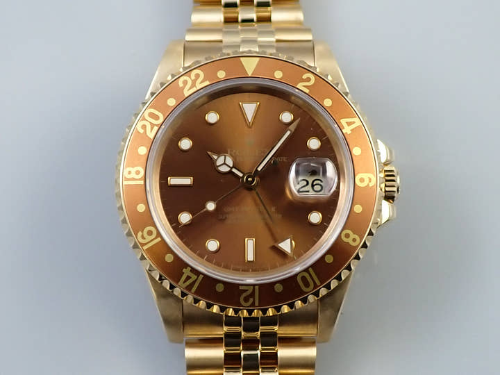 ロレックス GMTマスターII Ref.16718 イエローゴールド ブラウン文字盤 ジュビリーブレスレット 美品 6ULZYYUA