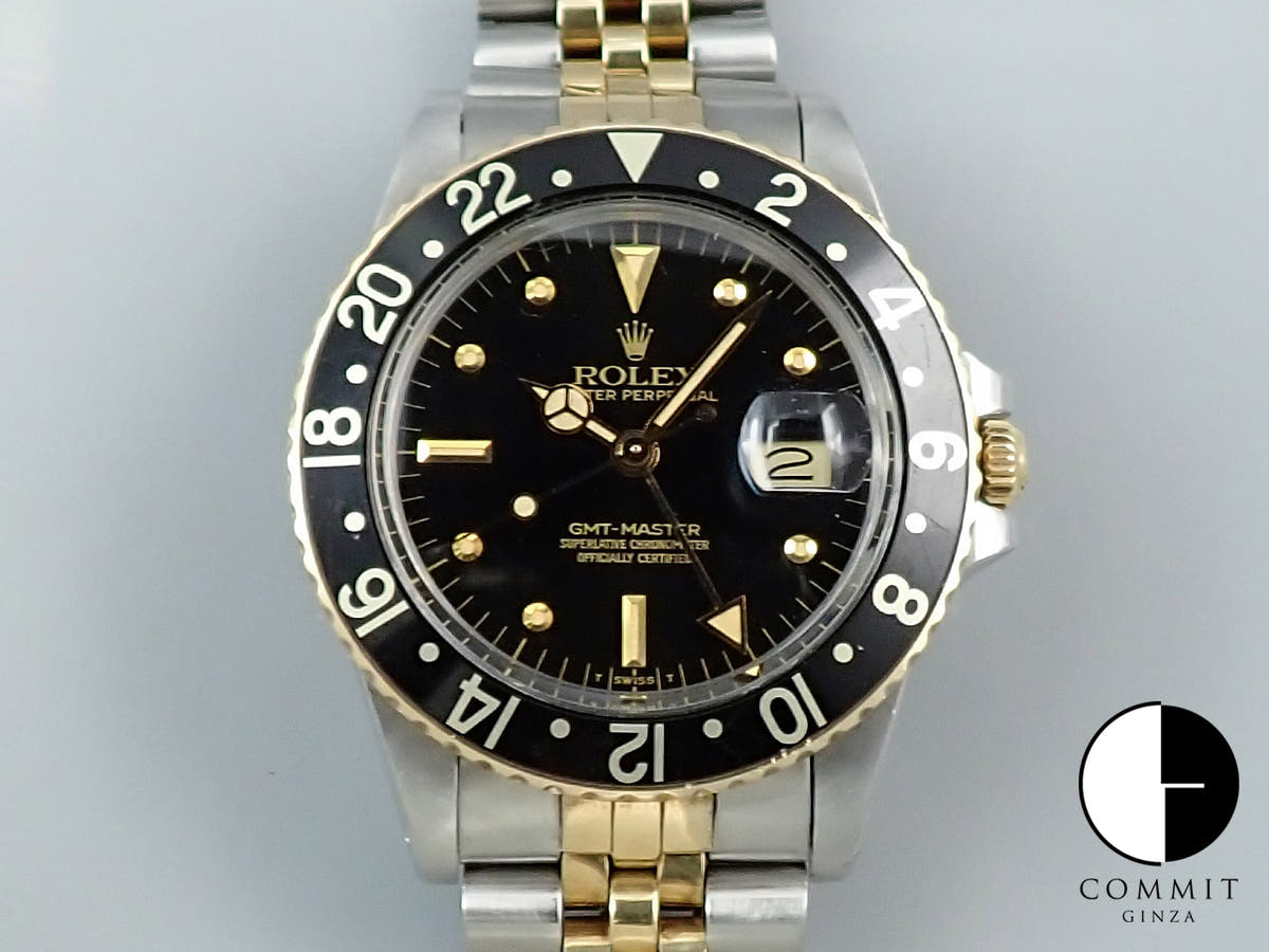 ロレックス GMTマスター Ref.16753 ステンレススチール/イエローゴールド ブラック文字盤 ジュビリーブレスレット 中古 Y60S2708