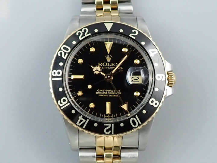 ロレックス GMTマスター Ref.16753 ステンレススチール/イエローゴールド ブラック文字盤 ジュビリーブレスレット 中古 Y60S2708