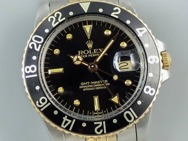 ロレックス GMTマスター Ref.16753 ステンレススチール/イエローゴールド ブラック文字盤 ジュビリーブレスレット 中古 Y60S2708