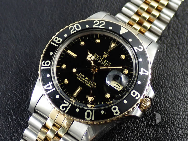 ロレックス GMTマスター Ref.16753 ステンレススチール/イエローゴールド ブラック文字盤 ジュビリーブレスレット 中古 Y60S2708