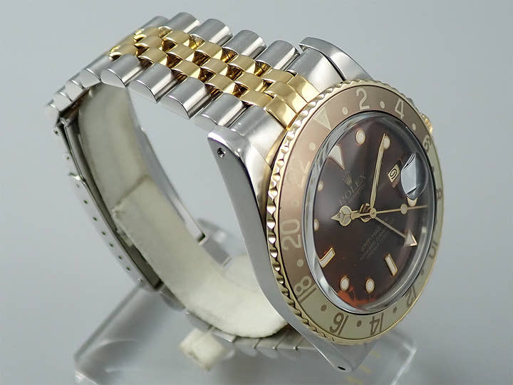 ロレックス GMTマスター Ref.16753 ステンレススチール/イエローゴールド ブラウン文字盤 ジュビリーブレスレット 中古 YWRV6497