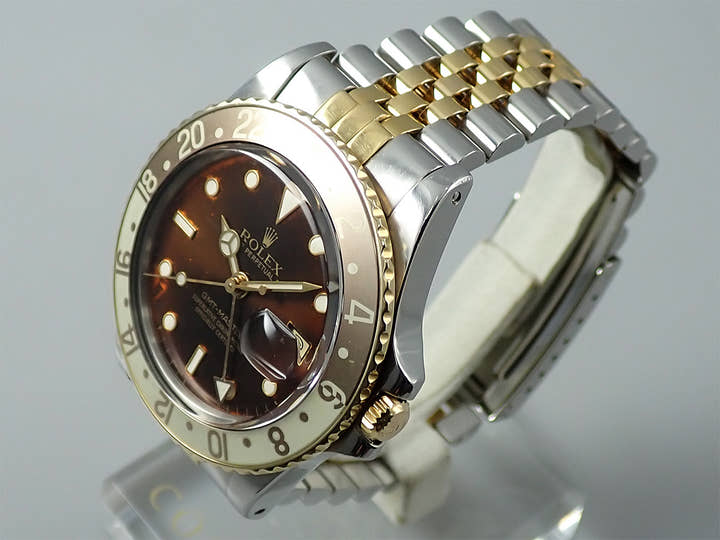 ロレックス GMTマスター Ref.16753 ステンレススチール/イエローゴールド ブラウン文字盤 ジュビリーブレスレット 中古 YWRV6497