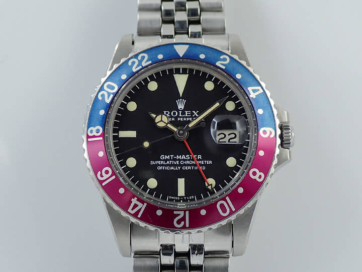 ロレックス GMTマスター Ref.1675 ステンレススチール ブラック文字盤 ジュビリーブレスレット 中古 V6P25AJ1