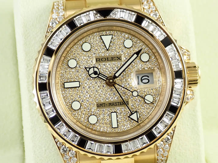 ロレックス GMTマスターII Ref.116758SANR イエローゴールド パヴェダイヤモンド文字盤 オイスターブレスレット