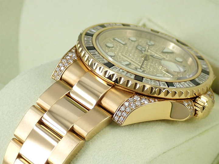 ロレックス GMTマスターII Ref.116758SANR イエローゴールド パヴェダイヤモンド文字盤 オイスターブレスレット
