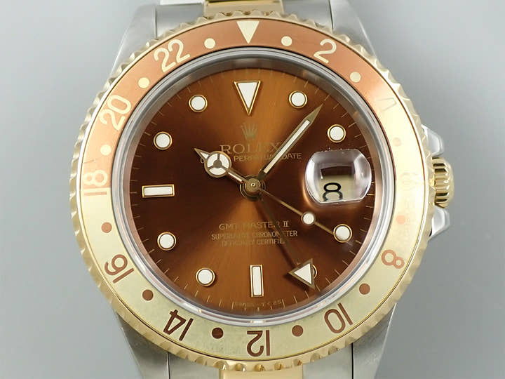 Rolex GMT-Master II Ref. 16713 Stainless Steel/Yellow Gold Brown Dial Oyster Bracelet
