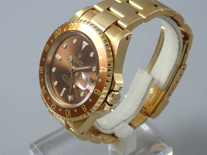 ロレックス GMTマスターII Ref.16718 イエローゴールド ブラウン文字盤 オイスターブレスレット
