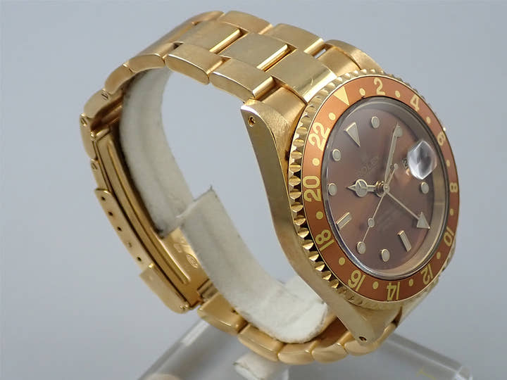 ロレックス GMTマスターII Ref.16718 イエローゴールド ブラウン文字盤 オイスターブレスレット