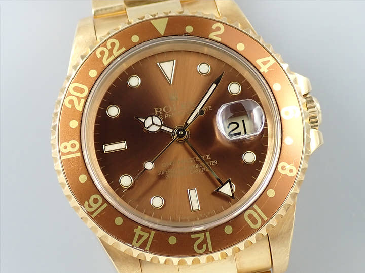 ロレックス GMTマスターII Ref.16718 イエローゴールド ブラウン文字盤 オイスターブレスレット