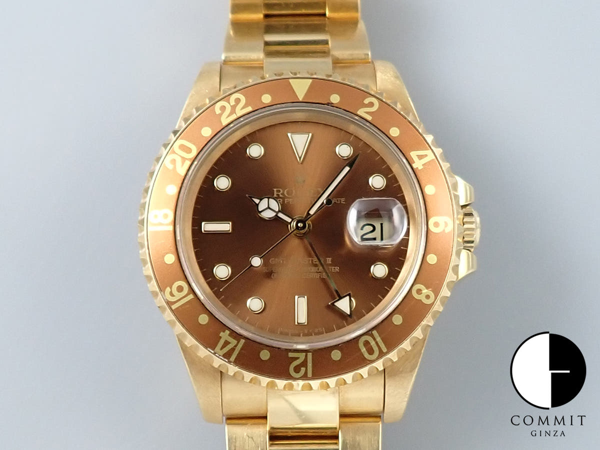ロレックス GMTマスターII Ref.16718 イエローゴールド ブラウン文字盤 オイスターブレスレット