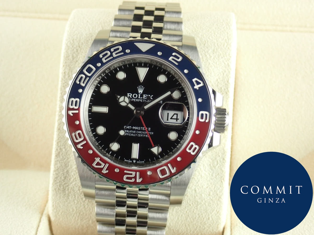 Rolex GMT-Master II Ref. 126710BLRO, black dial, unused, gmt-master2-57 Jubilee bracelet.