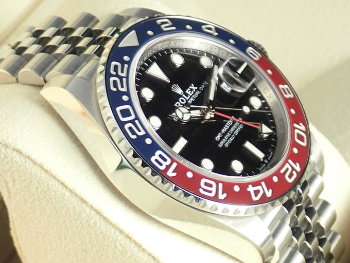 Rolex GMT-Master II Ref. 126710BLRO, black dial, unused, gmt-master2-57 Jubilee bracelet.
