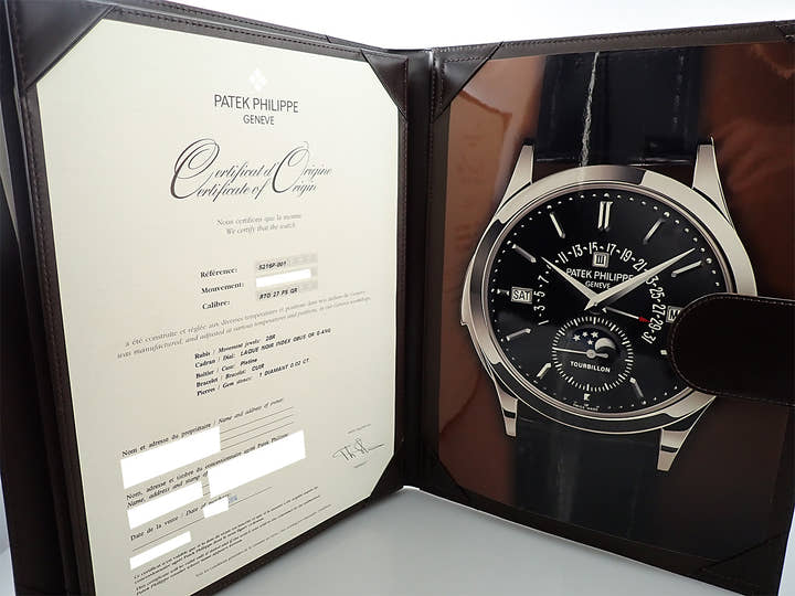 パテックフィリップ ミニッツリピーター トゥールビヨン パーペチュアルカレンダー レトログラード Ref.5216P-001 プラチナ ブラック文字盤