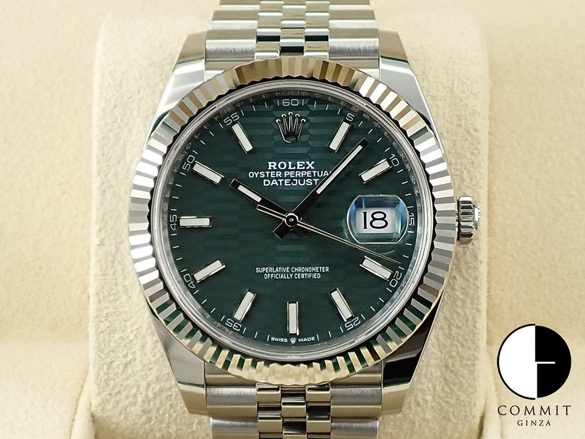ロレックス デイトジャスト41 Ref.126334 ステンレススチール/ホワイトゴールド ミントグリーン文字盤 ジュビリーブレスレット