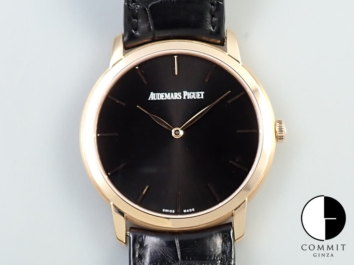 オーデマピゲ ジュール オーデマ エクストラシン Ref.15180OR.OO.A002CR.01 ピンクゴールド ブラック文字盤