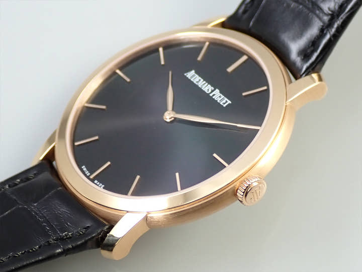 オーデマピゲ ジュール オーデマ エクストラシン Ref.15180OR.OO.A002CR.01 ピンクゴールド ブラック文字盤