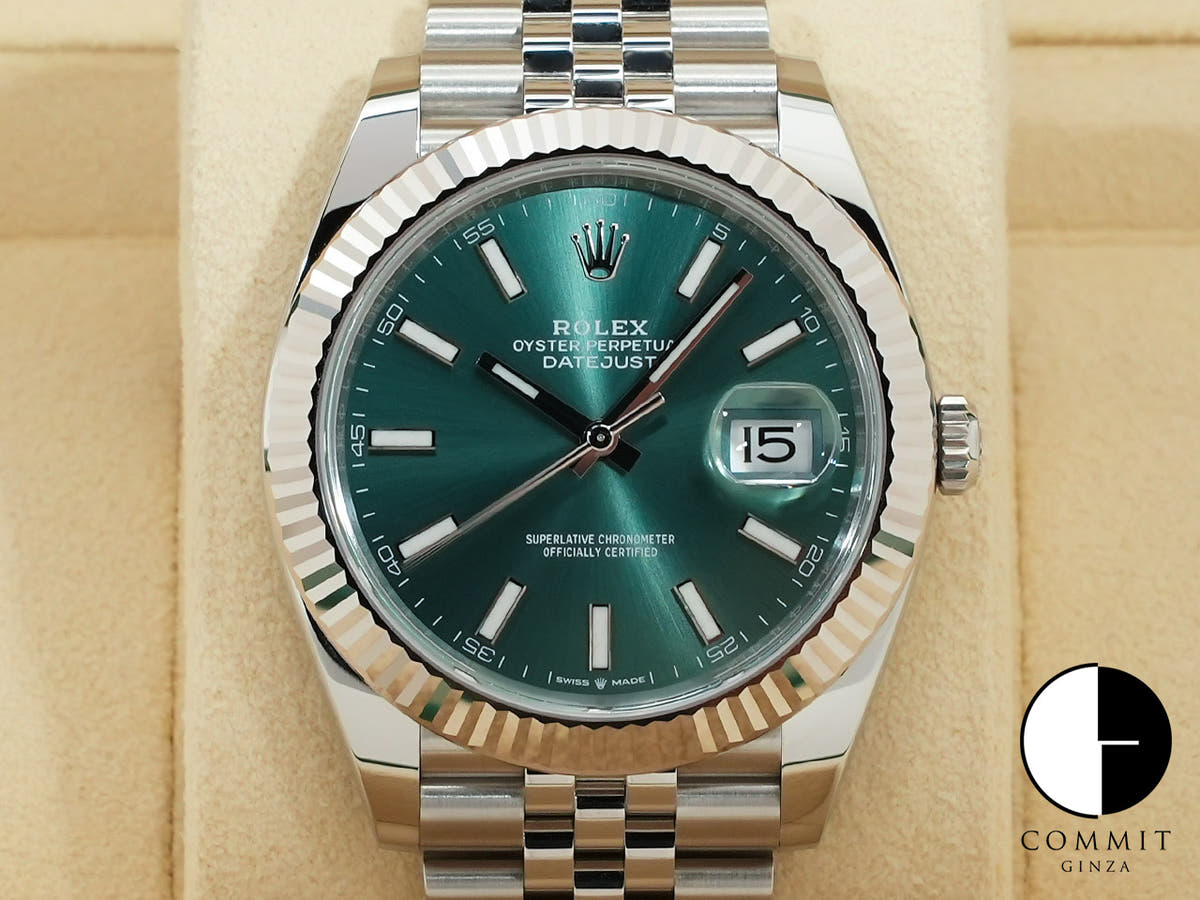 Rolex Datejust 41 Ref. 126334 Stainless Steel/White Gold Mint Green Dial Jubilee Bracelet