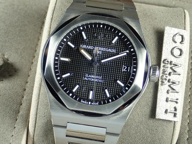 ジラールペルゴ ロレアート Ref.81010-11-634-11A ブラック文字盤 美品 laureato-10