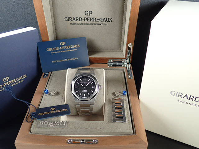 ジラールペルゴ ロレアート Ref.81010-11-634-11A ブラック文字盤 美品 laureato-10