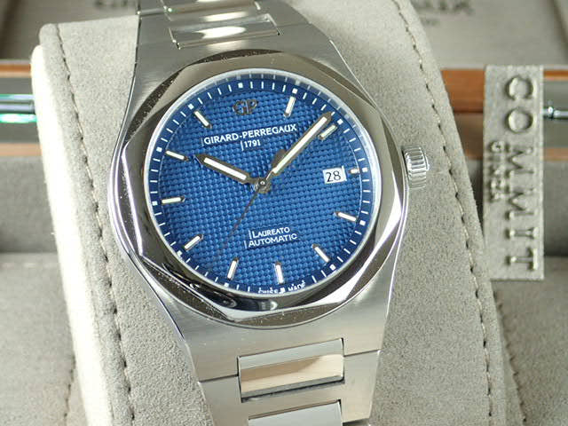 ジラールペルゴ ロレアート Ref.81000-11-431-11A ブルー文字盤 美品 laureato-6