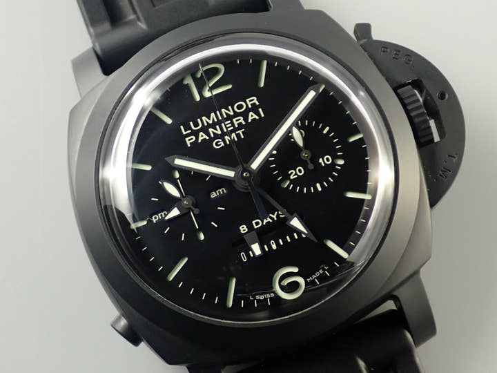 Panerai Luminor 1950 8DAYS Chrono Monopulsante GMT Ref.PAM00317 Black Dial Good Condition 50J0Z865