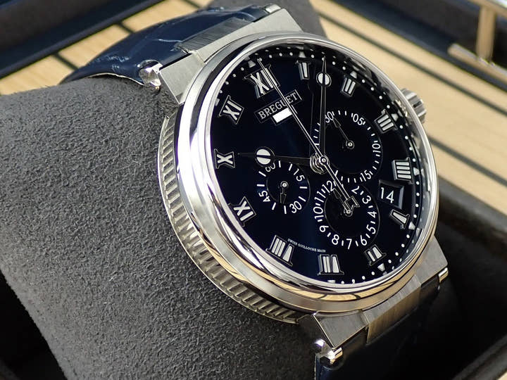 ブレゲ マリーン クロノグラフ Ref.5527TI/Y1/9WV ブルー文字盤 美品 TU43ARZ8