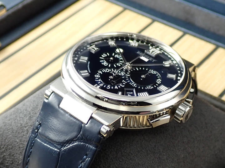 ブレゲ マリーン クロノグラフ Ref.5527TI/Y1/9WV ブルー文字盤 美品 TU43ARZ8