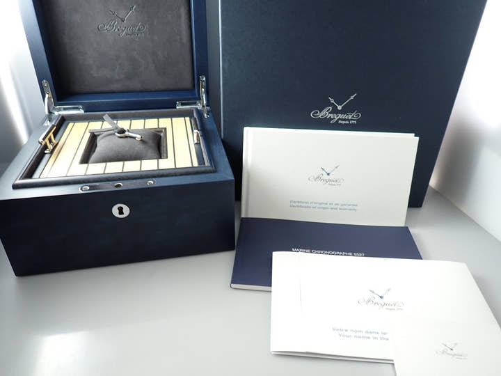 ブレゲ マリーン クロノグラフ Ref.5527TI/Y1/9WV ブルー文字盤 美品 TU43ARZ8