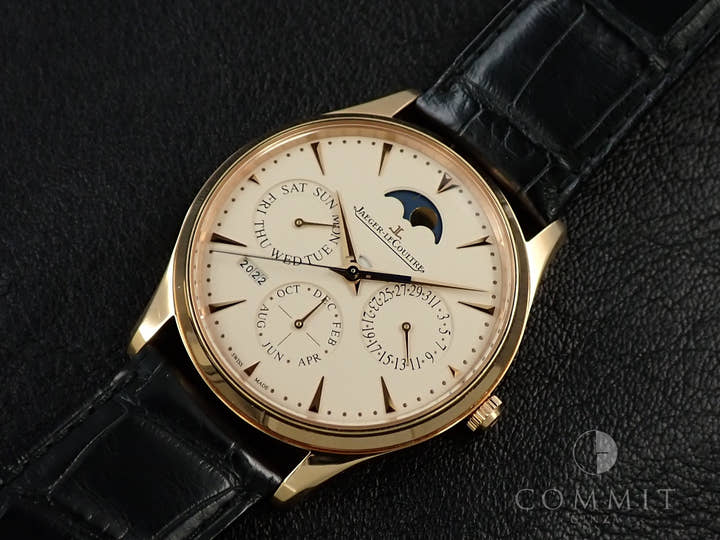 ジャガールクルト マスター ウルトラスリム パーペチュアルカレンダー Ref.Q1302520 エッグシェルベージュ文字盤 中古 8LV9P8RA